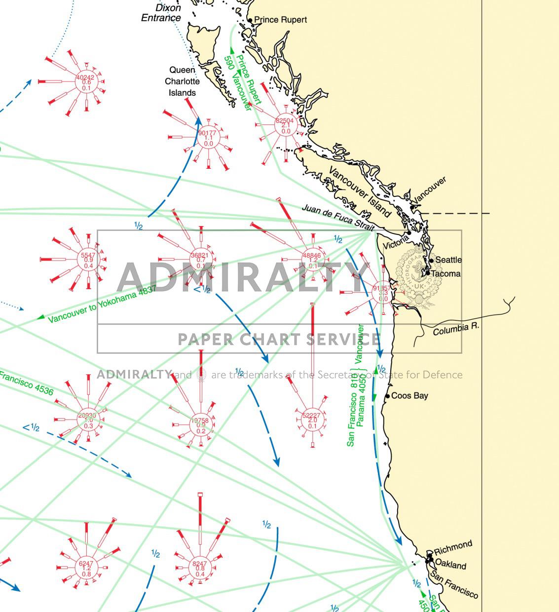 Admiralty Routeing Chart North Pacific Ocean (July)
