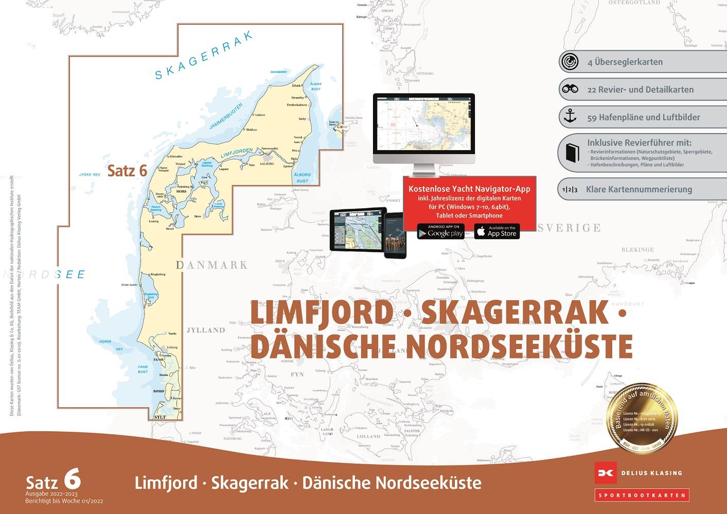 Sportbootkarten Satz 6: Limfjord - Skagerrak - Dänische Nordseeküste, Delius Klasing