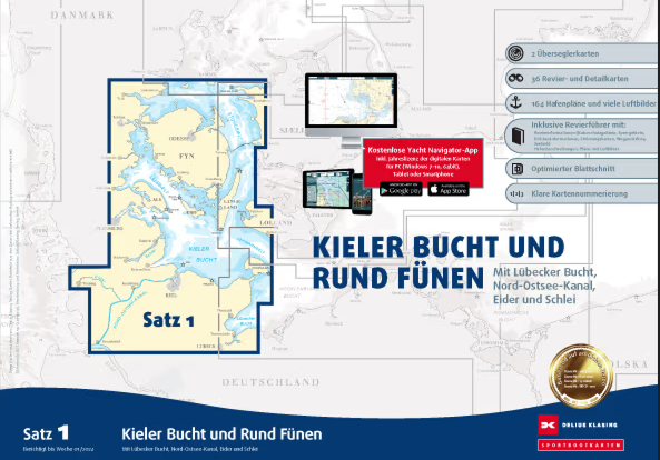 Sportbootkarten Satz 1: Kieler Bucht und Rund Fünen
