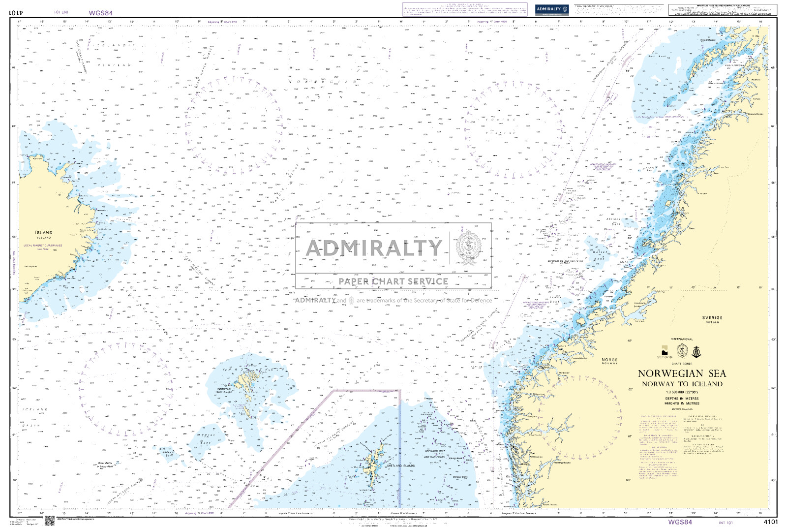 Norwegian Sea Norway to Iceland. UKHO4101
