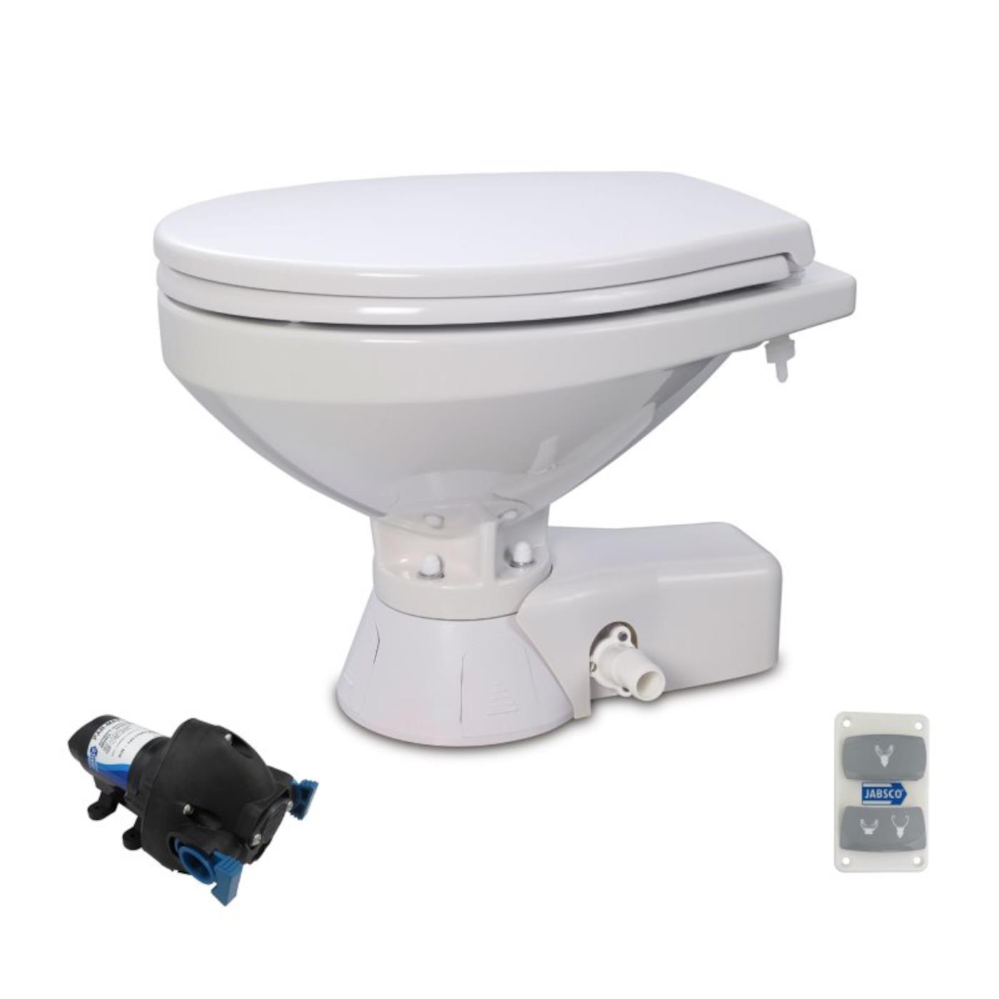 Jabsco Quiet Flush E2 Elektrische Toilette mit Spülpumpe, Komfortgröße, Soft Close, 12V