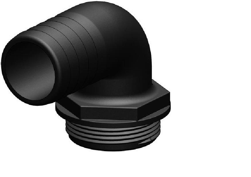 Trudesign Schlauchanschlussutzen für Aquavalve 25mm 90° schwarz