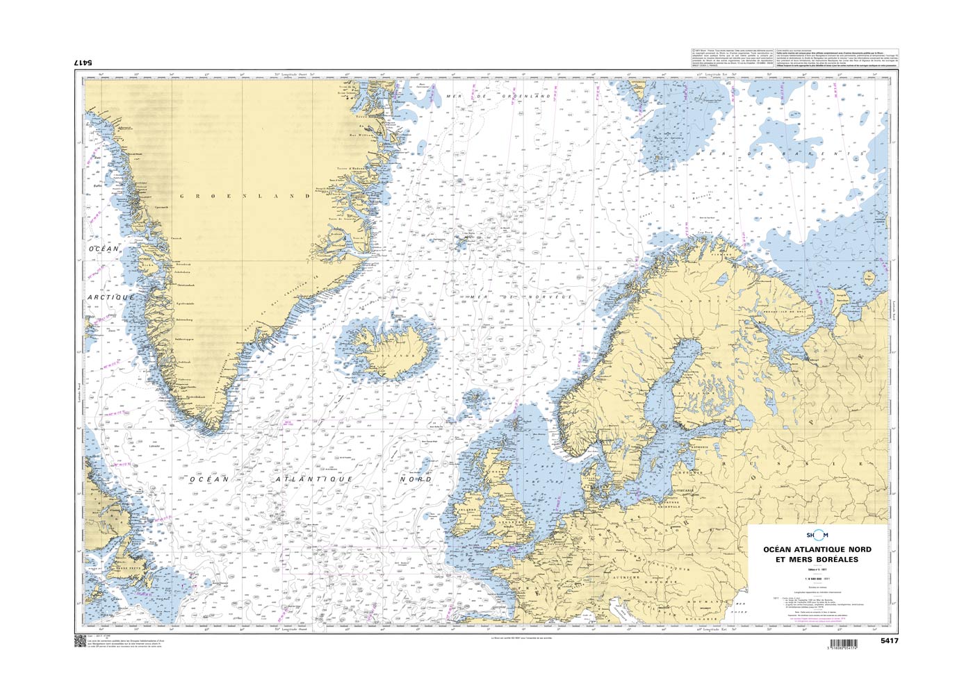 Shom 5417 - Océan Atlantique Nord et mers boréales