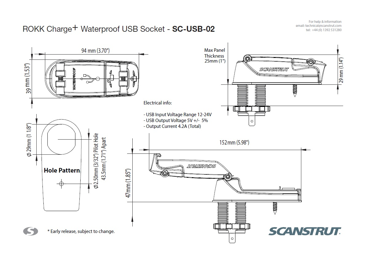 Scanstrut SC-USB-02 Wasserdichte USB-Steckdose