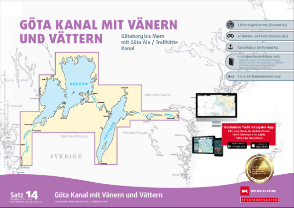 Sportbootkarten Satz 14: Götakanal mit Vänern und Vättern