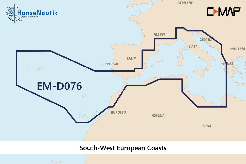 C-MAP 4D Wide EM-D076 South-West European Coasts