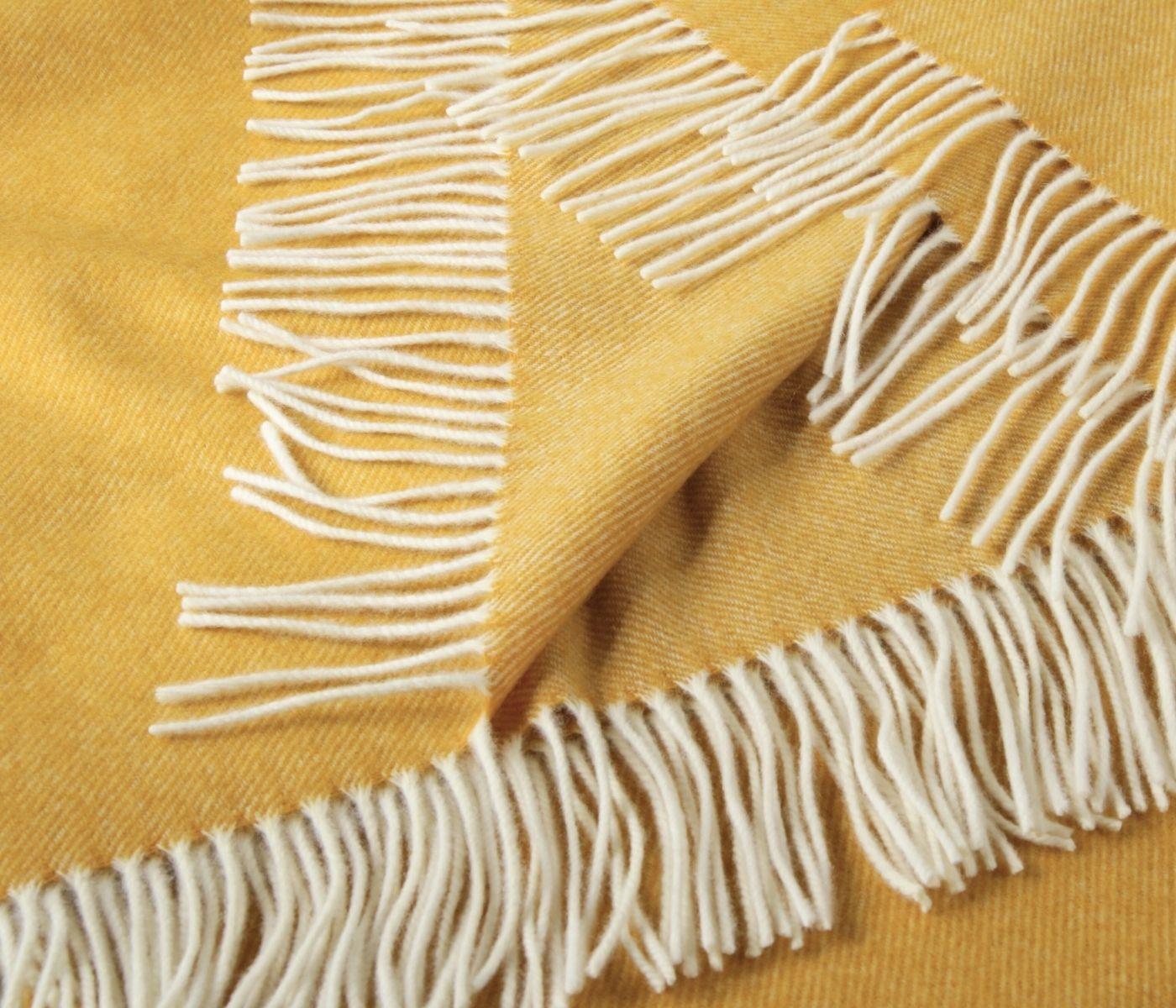 Eagle Products Plaid aus 100% Schurwolle in gelb, 130 x 200 cm