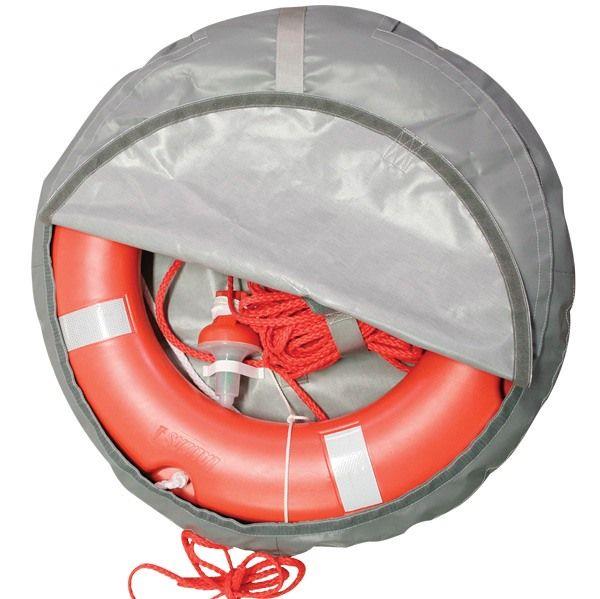 Lalizas Rettungsring SOLAS mit Notlicht und schwimmfähiger Rettungsleine D=8mm L=30m und Schutzhülle grau