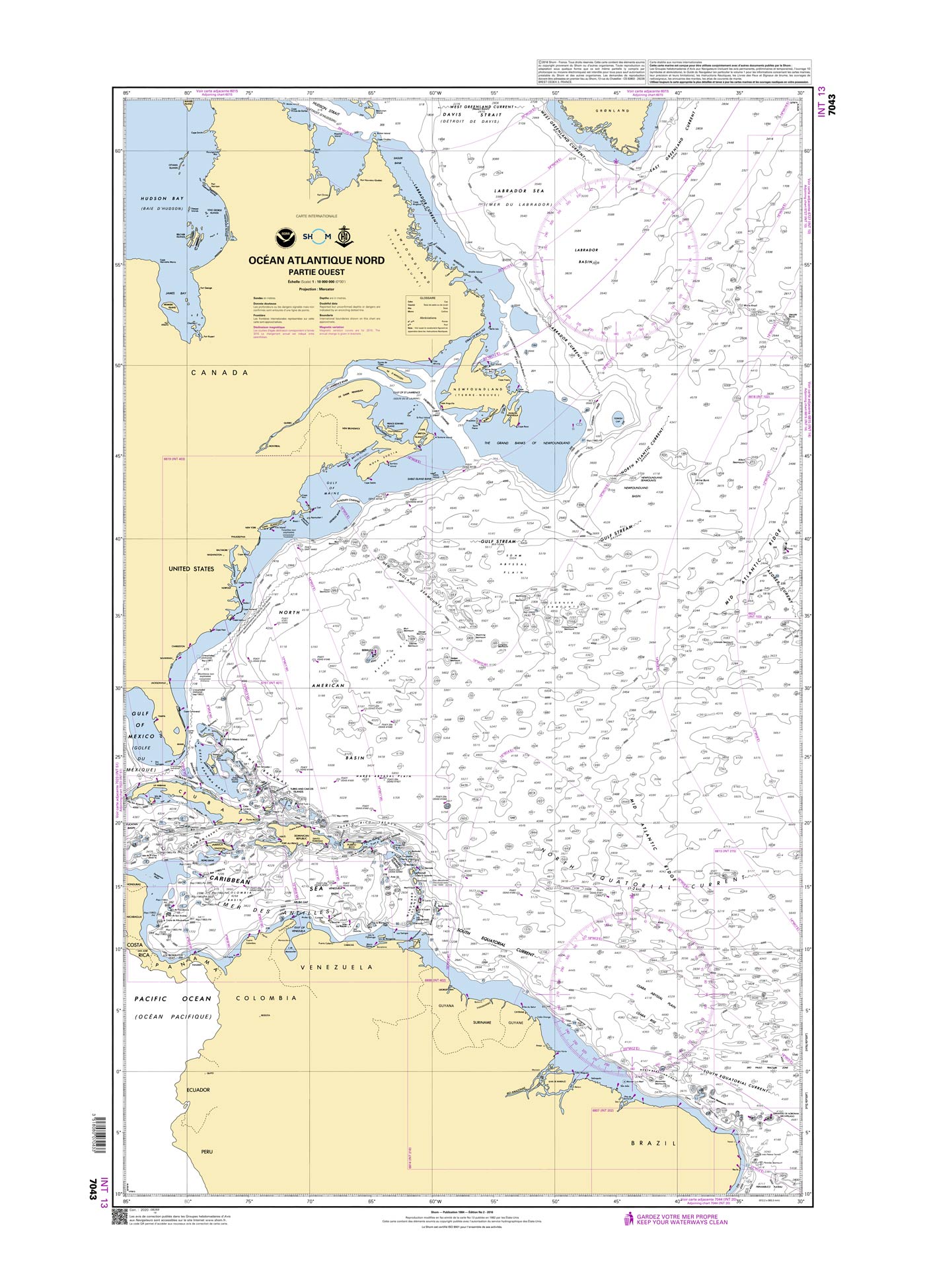 Shom 7043 - INT 13 Océan Atlantique Nord - Partie Ouest