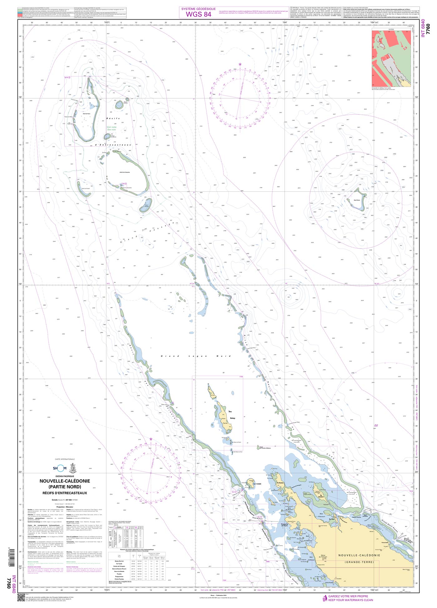 Shom 7760 - INT 6840 Nouvelle-Calédonie (partie Nord) - Récifs d'Entrecasteaux