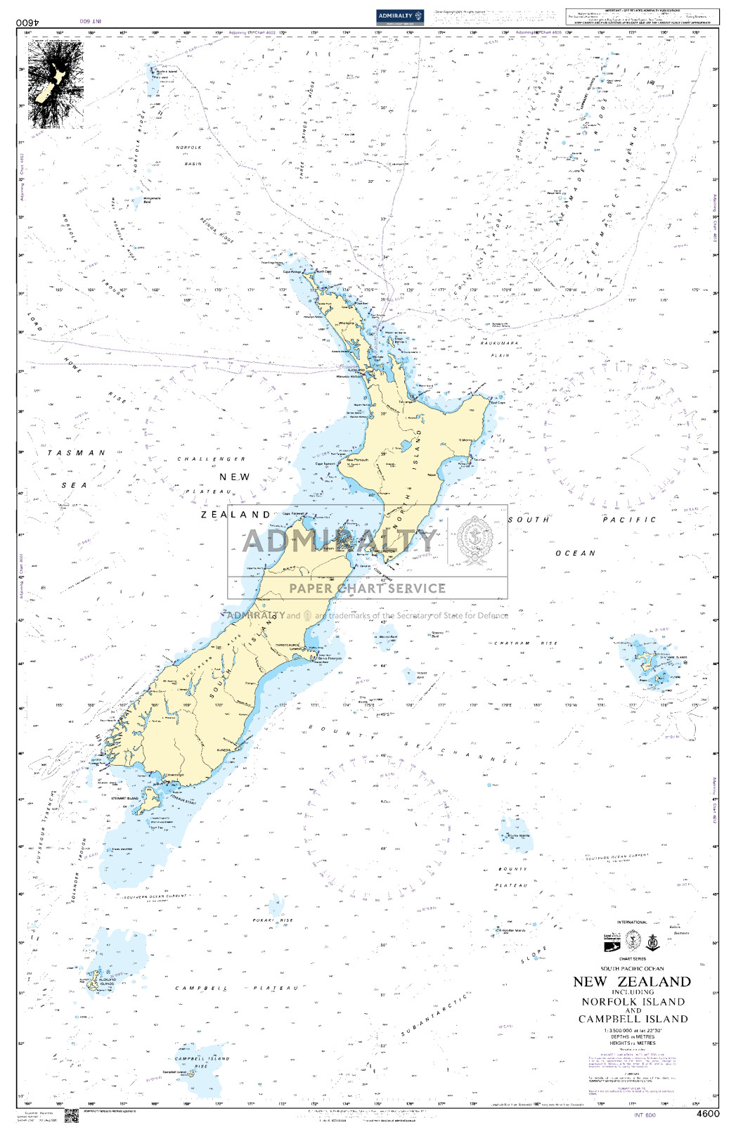 New Zealand including Norfolk Island and Campbell Island. UKHO4600