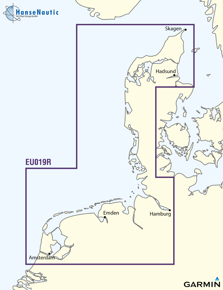 BlueChart g3 HXEU019R Nordsee Waddenzee, Deutsche Bucht, Skagen (Alborg - Amsterdam) g3 XEU019R