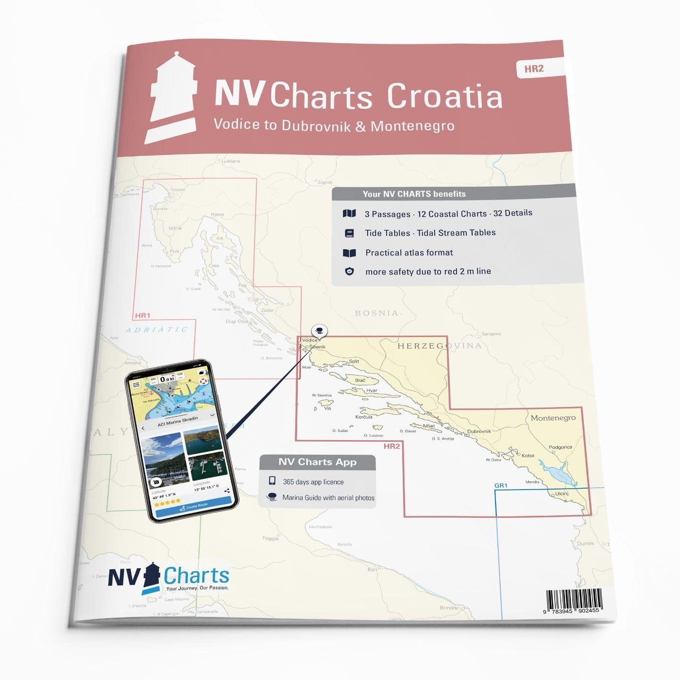 NV Charts Croatia HR2 - Vodice to Dubrovnik & Montenegro