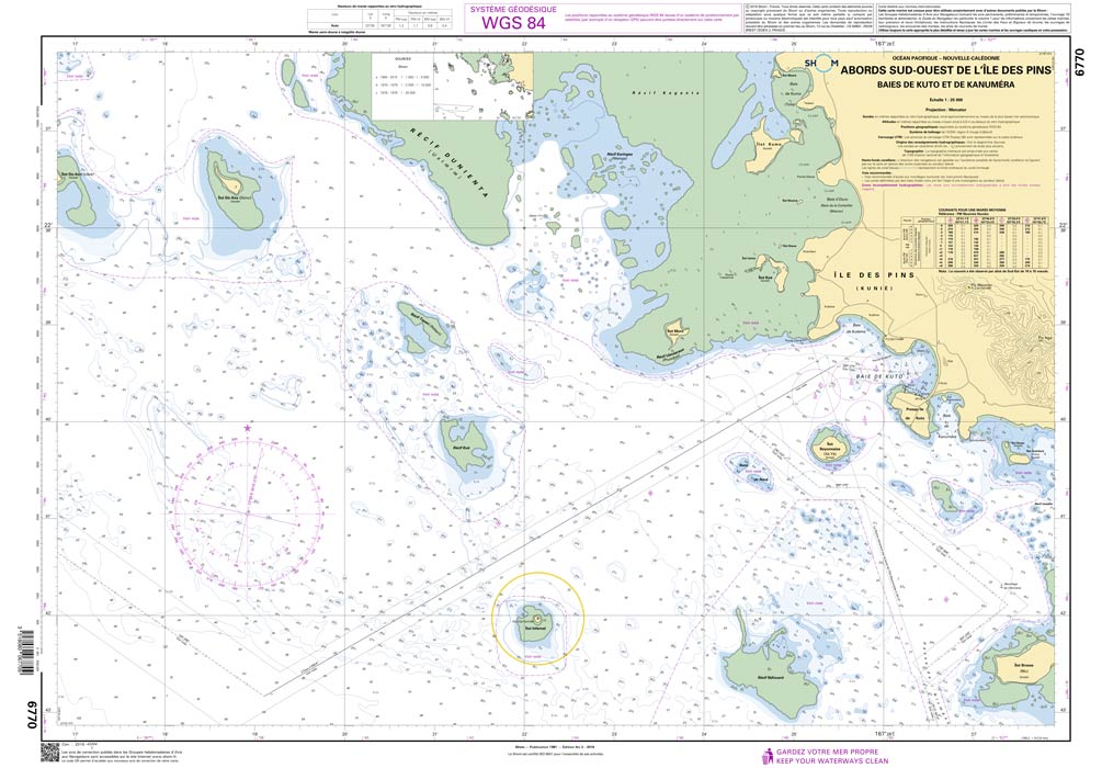 Shom 6770 - Abords Sud-Ouest de l'Île des Pins - Baies de Kuto et de Kanuméra