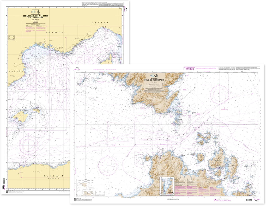 Beispielhafte Darstellung der französischen Seekarten herausgegeben von SHOM