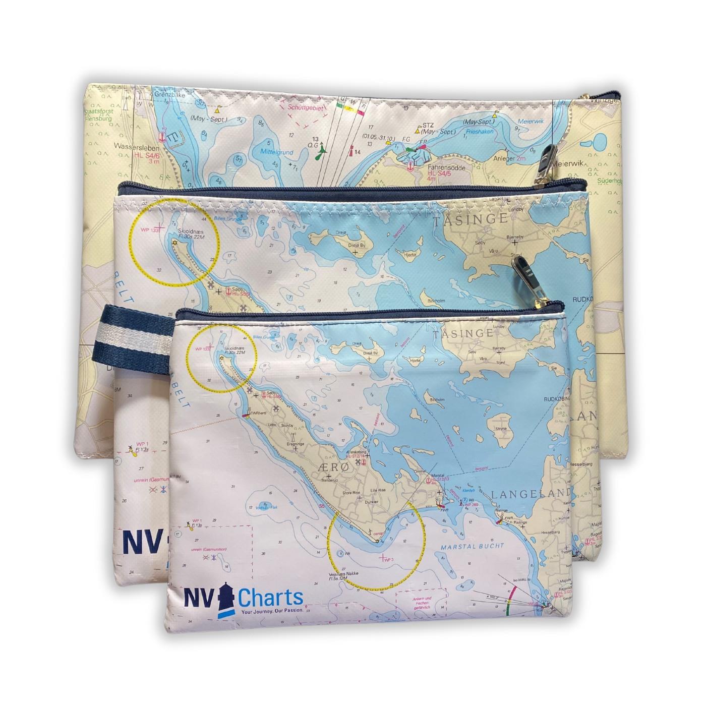 NV Charts Navigationstasche mit Dreiecken und Zirkel