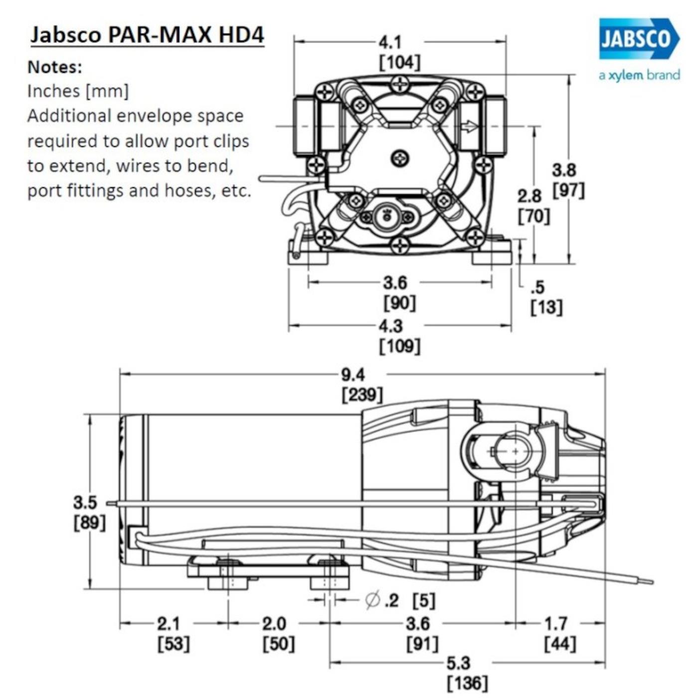 Jabsco Q401J-118S-3A PAR-MAX HD4 Druckwasserpumpe, 15 LPM, 4,1 bar, S/E, 12V