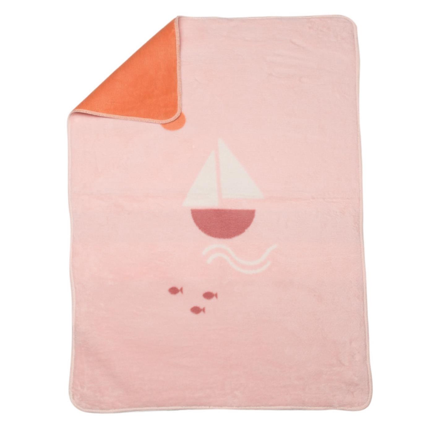 David Fussenegger Kinderdecke aus Baumwolle "Segelboot" in rosa
