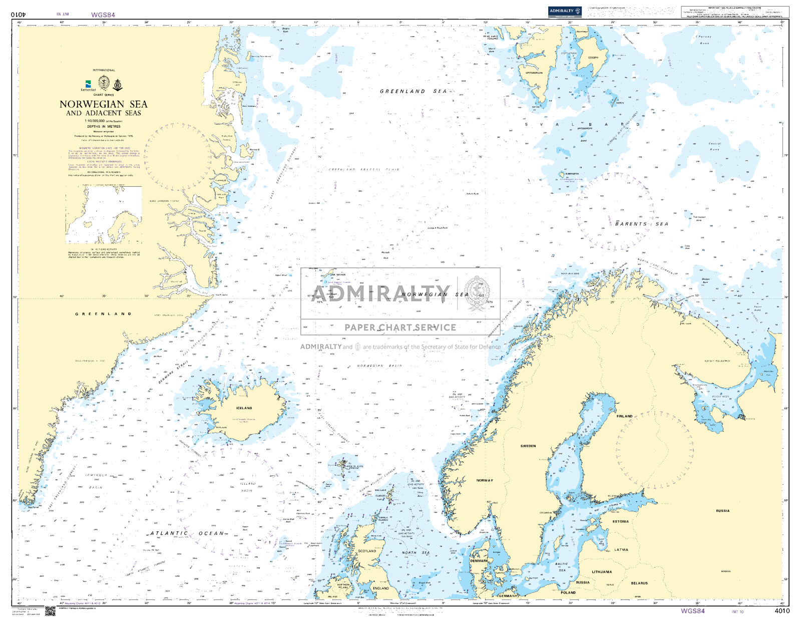 Norwegian Sea and Adjacent Seas. UKHO4010