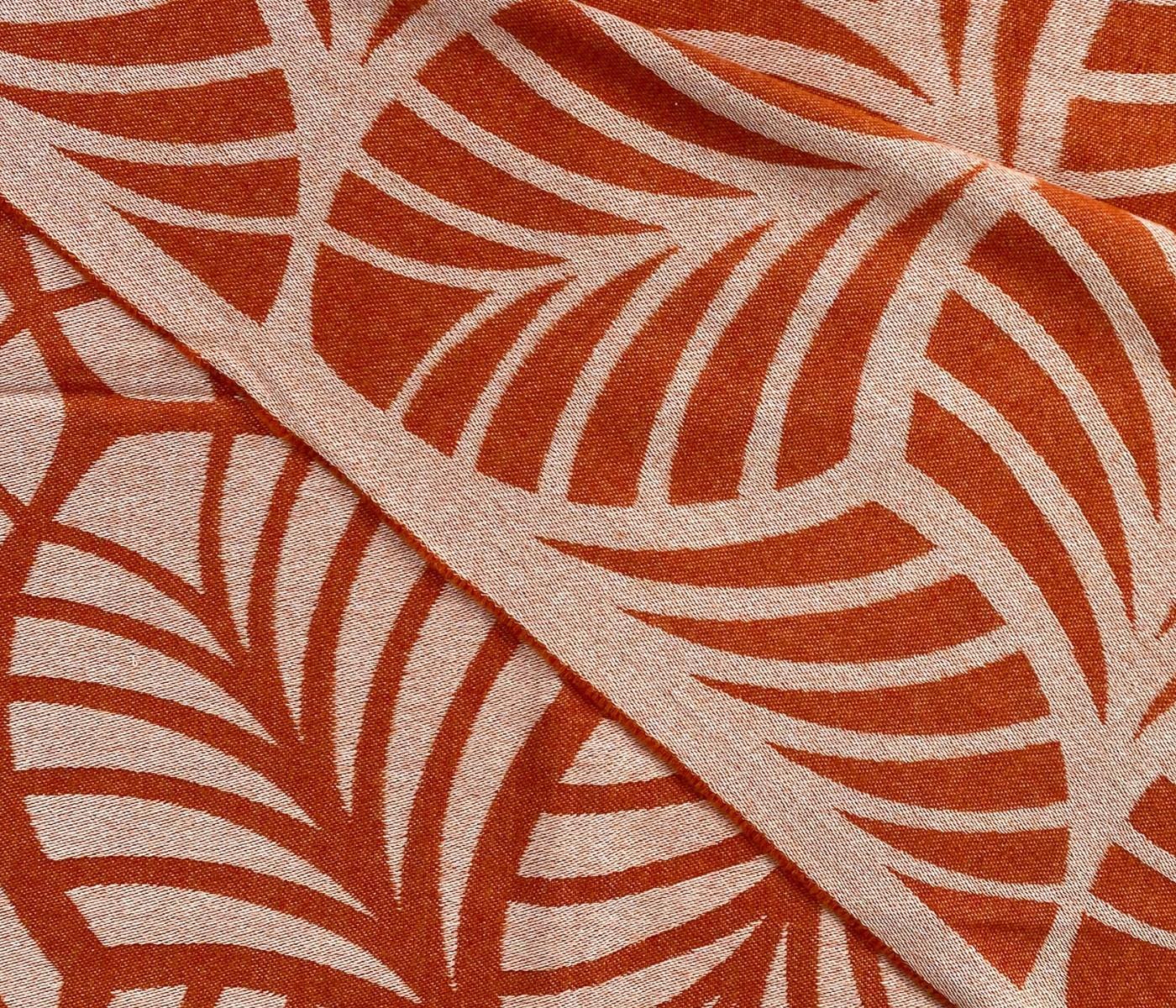 Eagle Products Wolldecke aus Schurwolle in orange, Motiv: Blätter, 135 x 220 cm