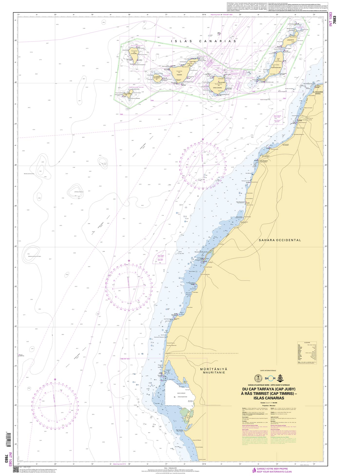 Shom 7883 - INT 1083 Du Cap Tarfaya (Cap Juby) à Râs Timirist (Cap Timiris) - Islas Canarias