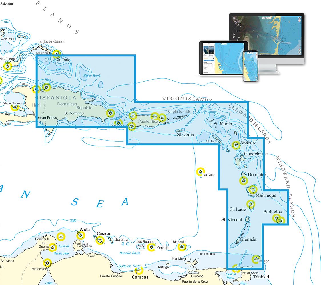 Digitale Seekarten für die NV Charts App - Karibik und Bermuda