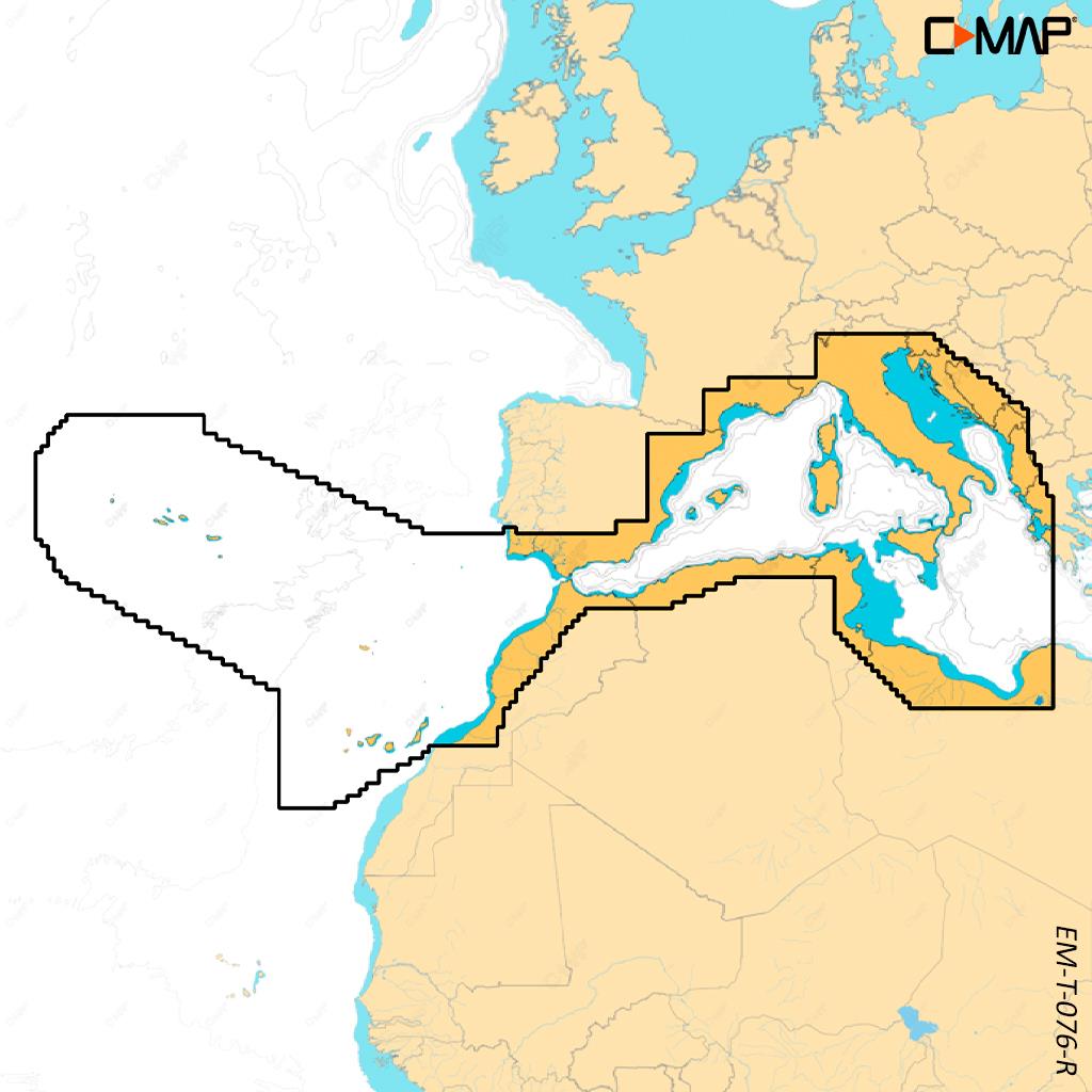 C-MAP Reveal X Mittelmeer (Gibraltar-Korfu, Azoren u. Kanaren) EM-T-076