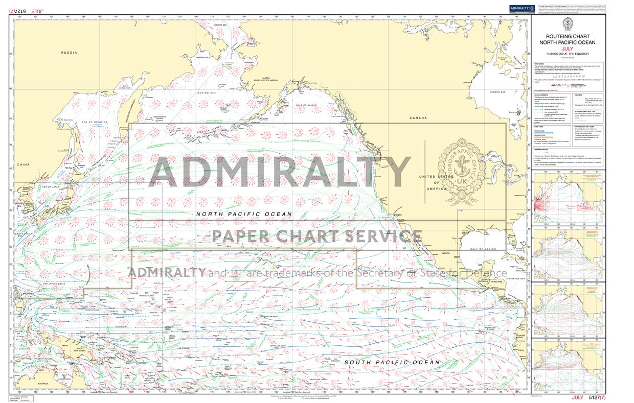 Admiralty Routeing Chart North Pacific Ocean (July)