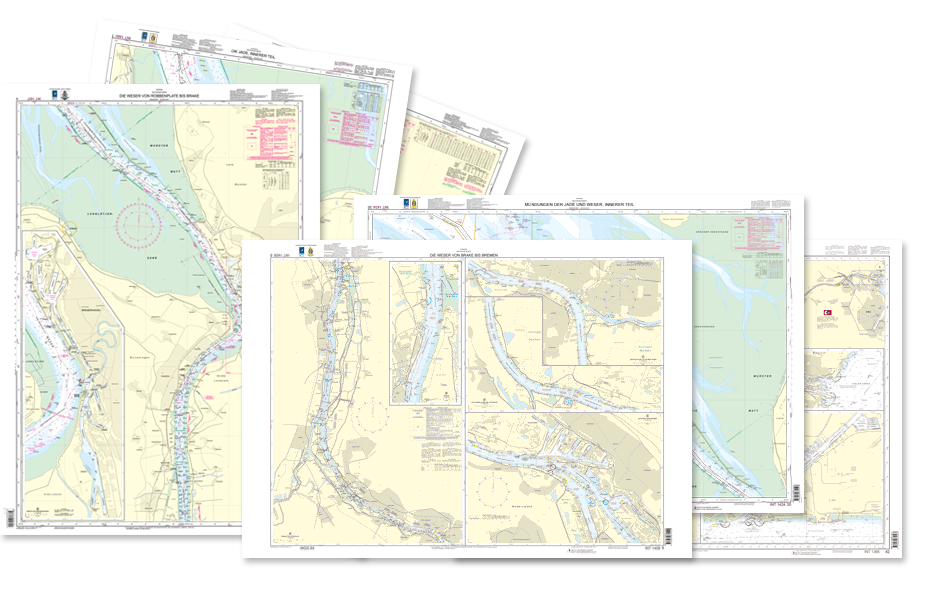 Beispielhafte Darstellung der DE-Seekarten für die Nordsee herausgegeben vom BSH und UKHO