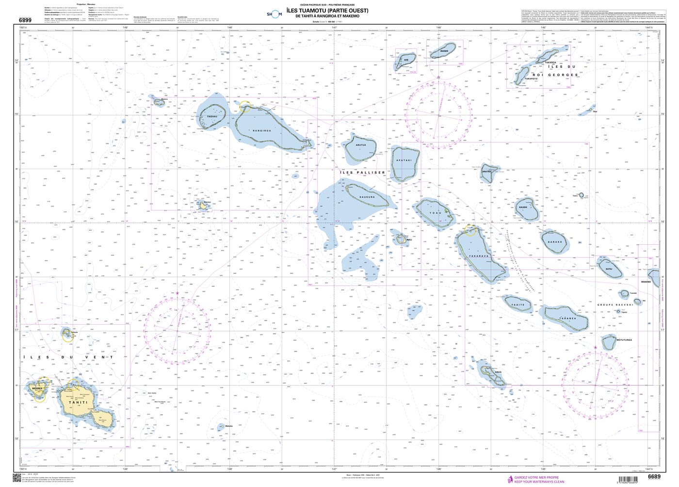 Shom 6689 - Îles Tuamotu (Partie Ouest) - De Tahiti à Rangiroa et Makemo