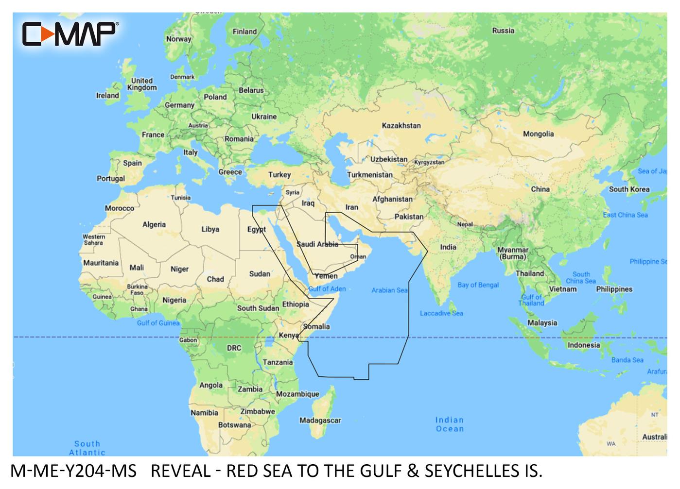 C-MAP Reveal Red Sea to the Gulf and Seychelles IS. M-ME-Y204-MS