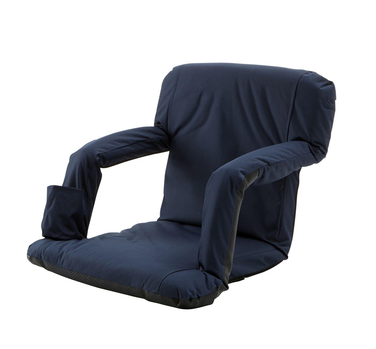 1852 Komfort-Sitzkissen mit Armlehnen Rückenlehne 6-fach verstellbar B=52cm L=82cm D=7cm blau
