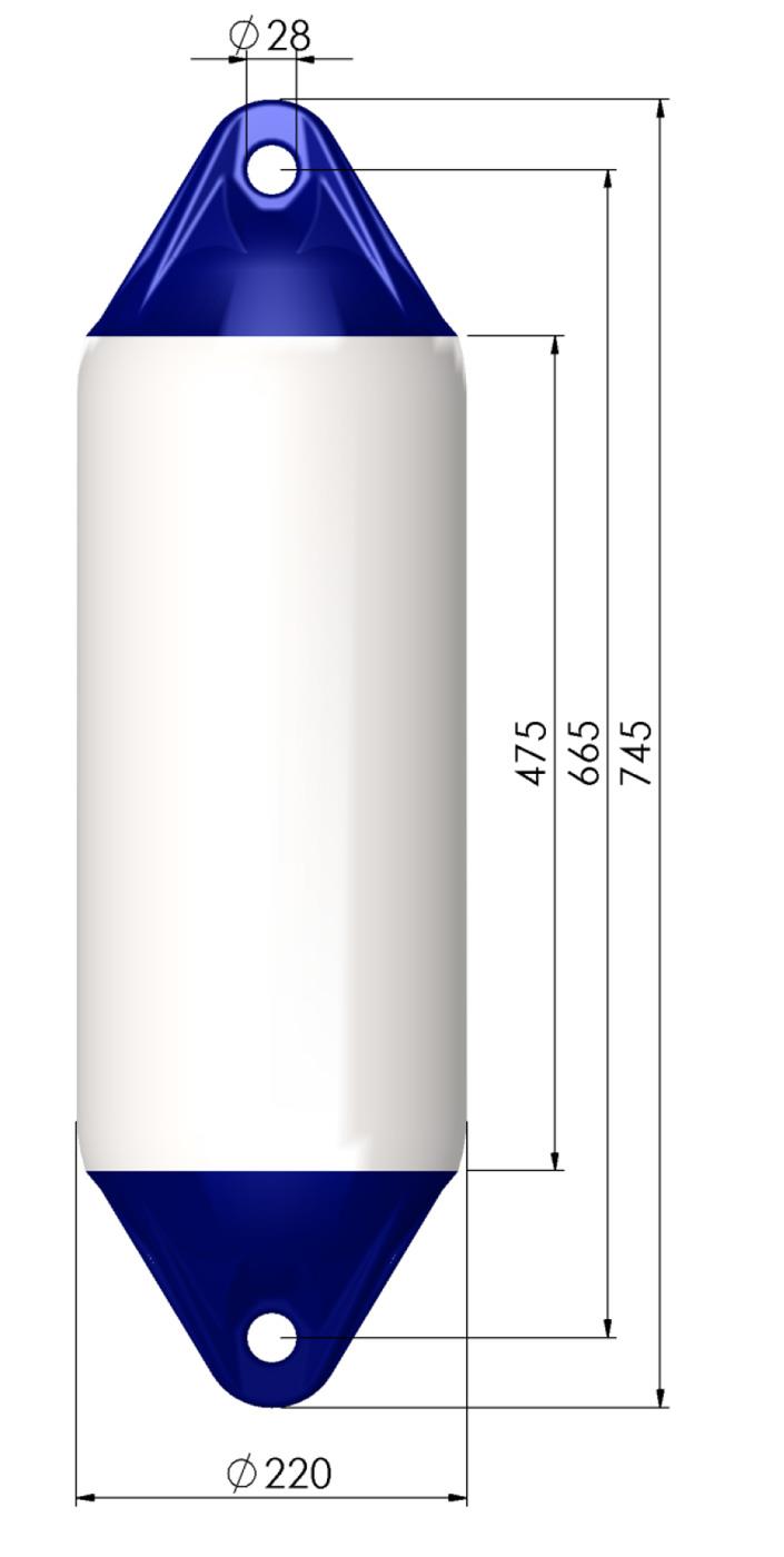 Polyform F3 - Langfender in weiss/blau 