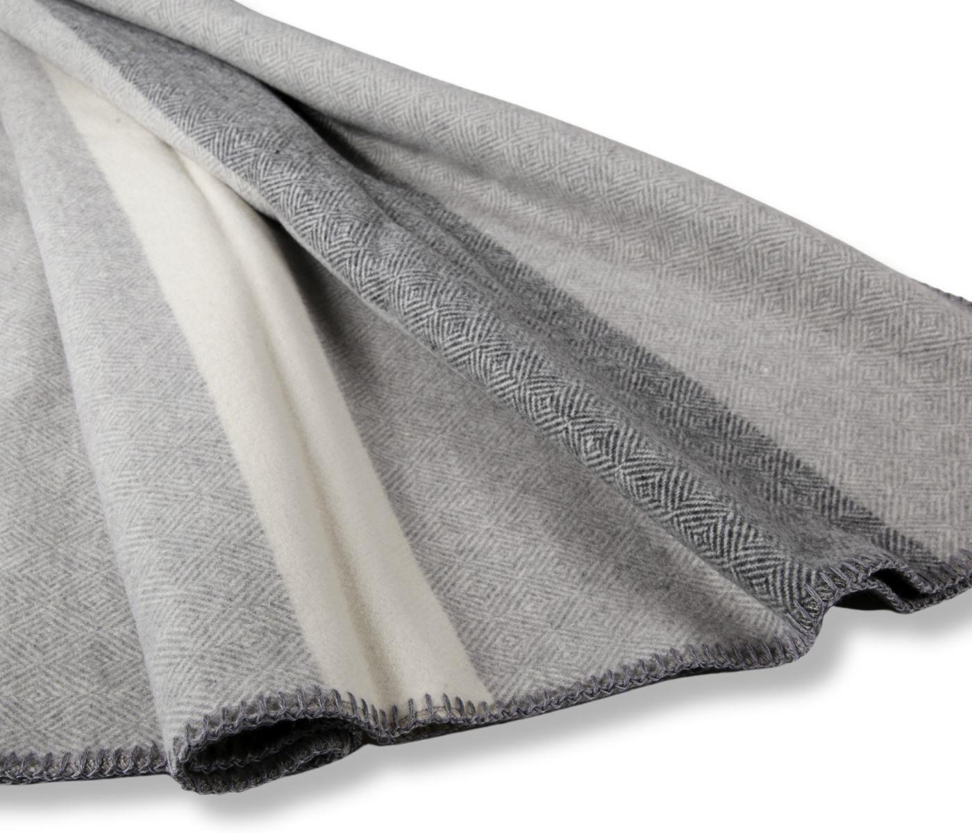 Eagle Products Wohndecke aus 100% Schurwolle, grau/weiß gestreift, 150 x 200 cm