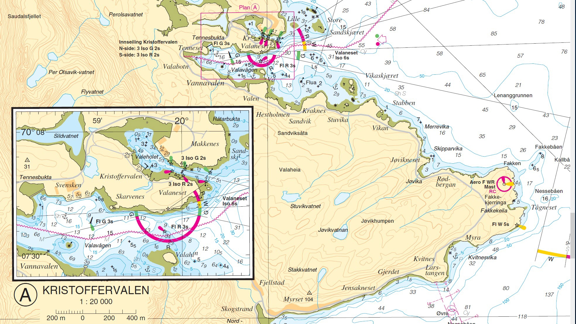 Example nautical chart detail of Kristoffervalen on Norway N 92
